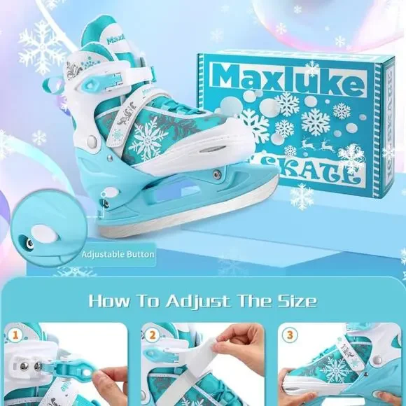 Adjustable Ice Skates Beginner Ice Skating Shoes for Outdoor and Rink M - Picture 2 of 7